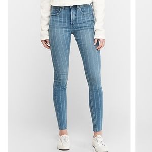 Express - High Wasted Striped Skinny Jeans - 12L